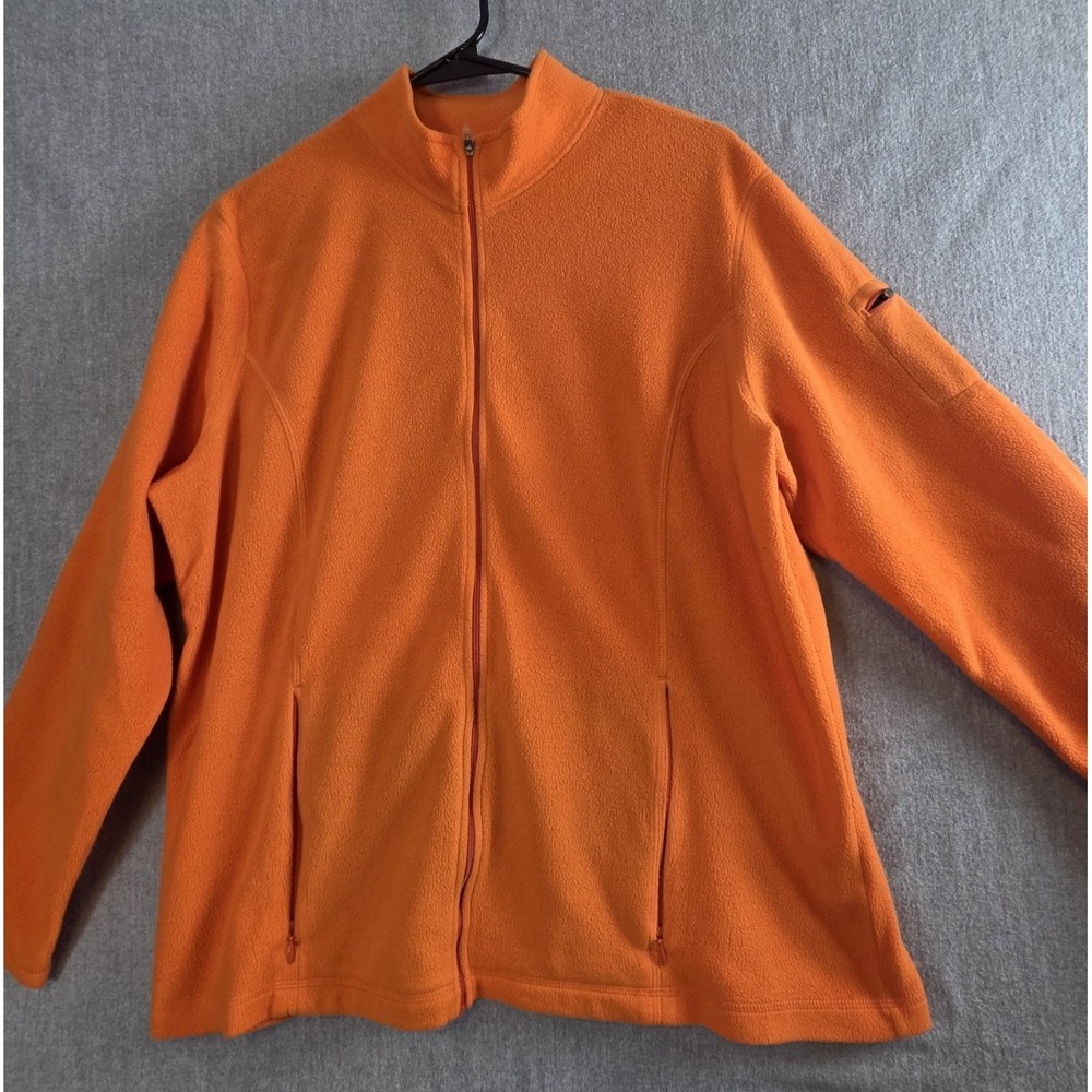 LL Bean Womens XL Sweater Fleece Full Zip Jacket Orange Heather Layer Outdoor
